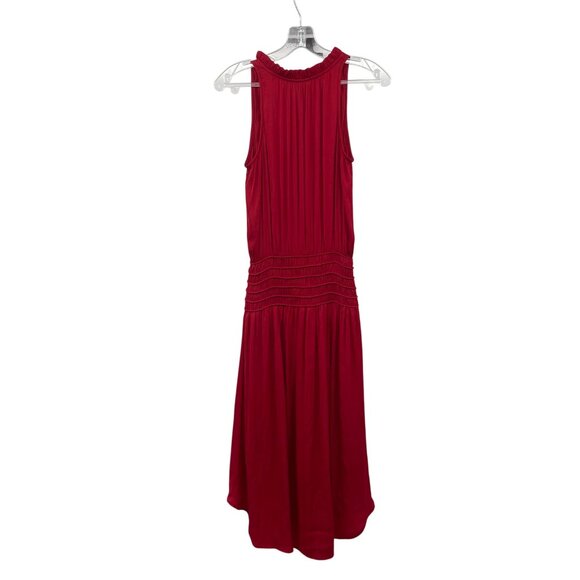 WHBM Womens Sleeveless Maxi Dress Ruffle Neck Red Size XXS - Picture 7 of 9